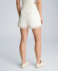 Fly Front High Rise Wide Leg Sheer Short