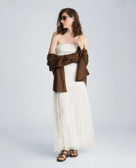 Strapless Mesh Maxi Dress