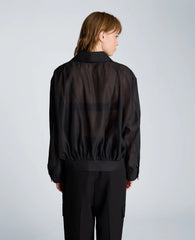 Collared Sheer Bomber Jacket