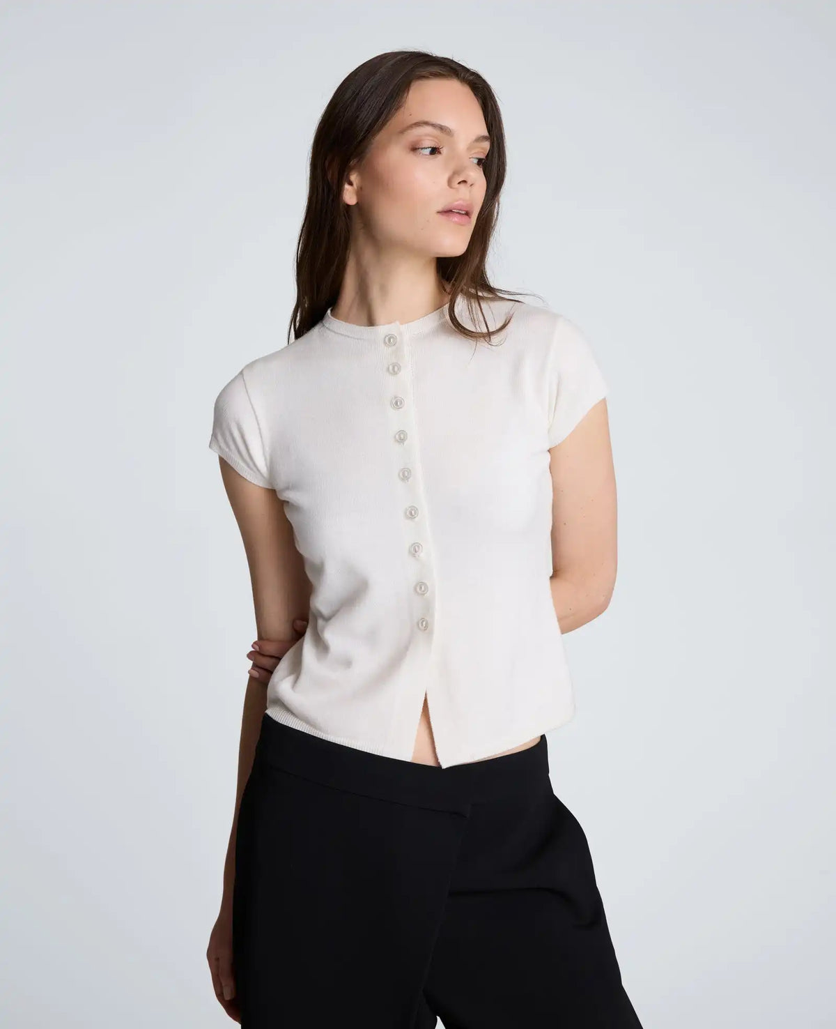 Mock Cardigan with Buttons