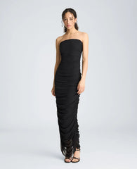 Strapless Ruched Midi Dress