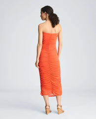 Strapless Ruched Midi Dress