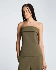 Sleeveless Bustier Top with Top Edge Overlay