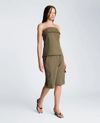 Sleeveless Bustier Top with Top Edge Overlay