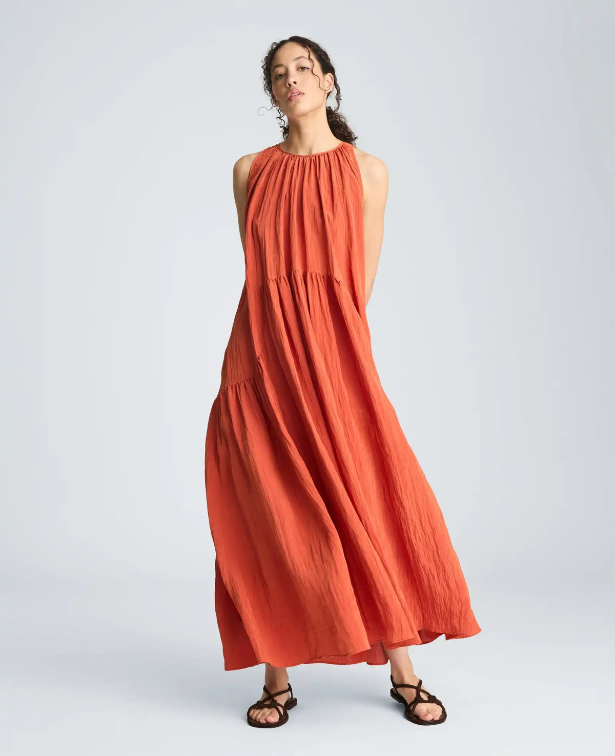 Gathered Halter Neck Maxi Dress
