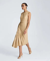 Sunburst Pleat Midi Dress