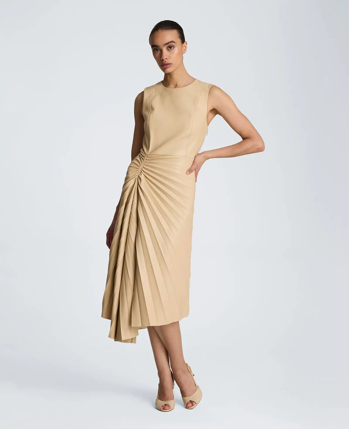 Sunburst Pleat Midi Dress