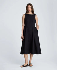 Sleeveless Boat Neck Midi Dress