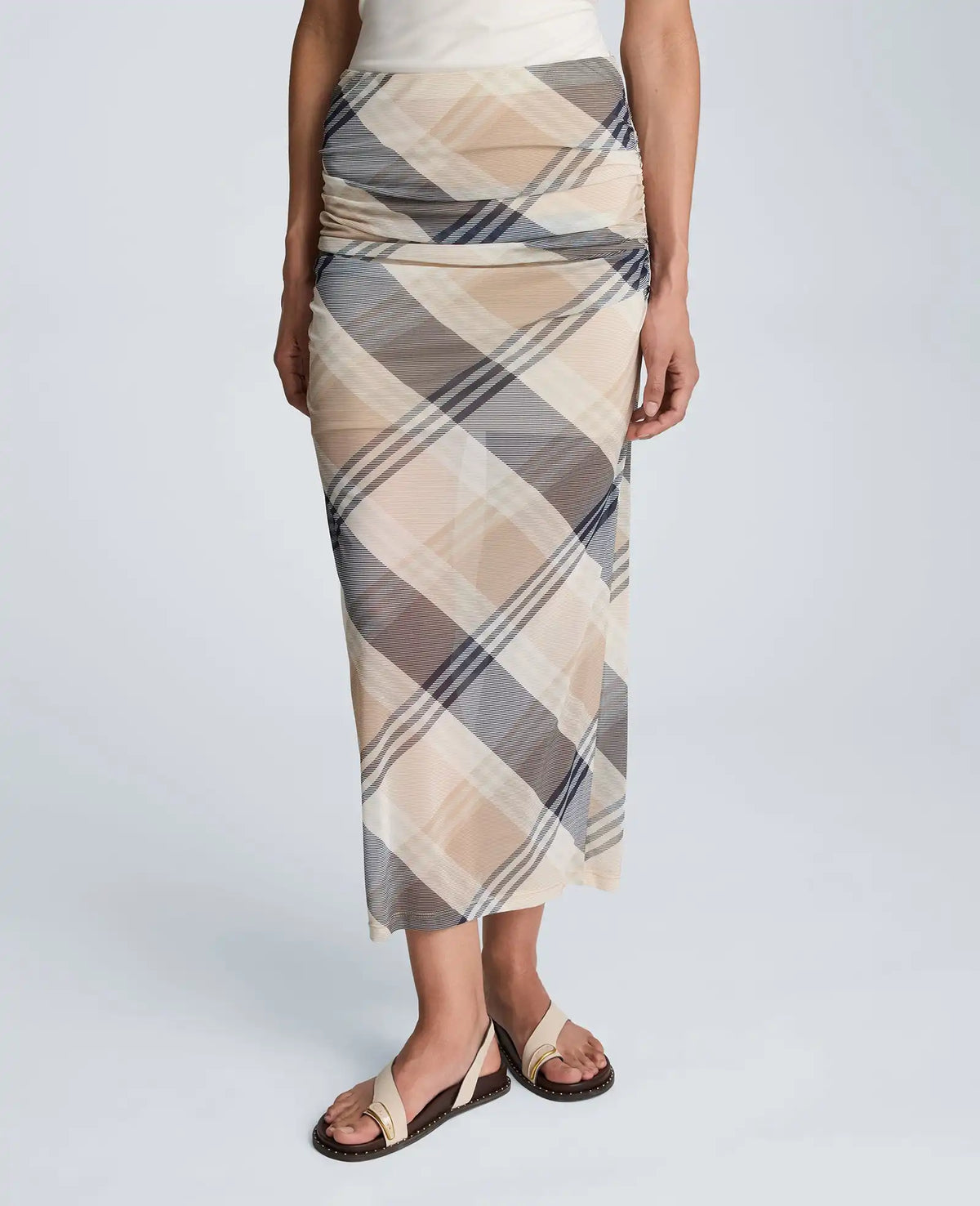 Pull On Side Ruched Midi Skirt