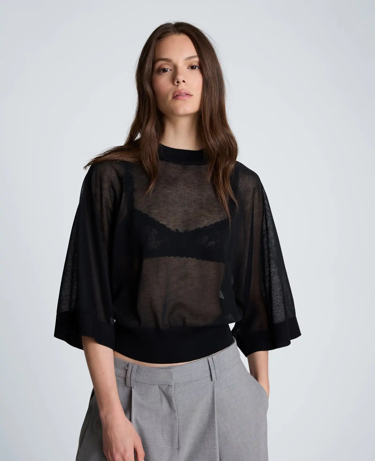 Three-Quarter Sleeve Raglan Crew Sweater