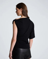 Asymmetrical Drape Neck Jersey Sweater