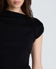 Asymmetrical Drape Neck Jersey Sweater