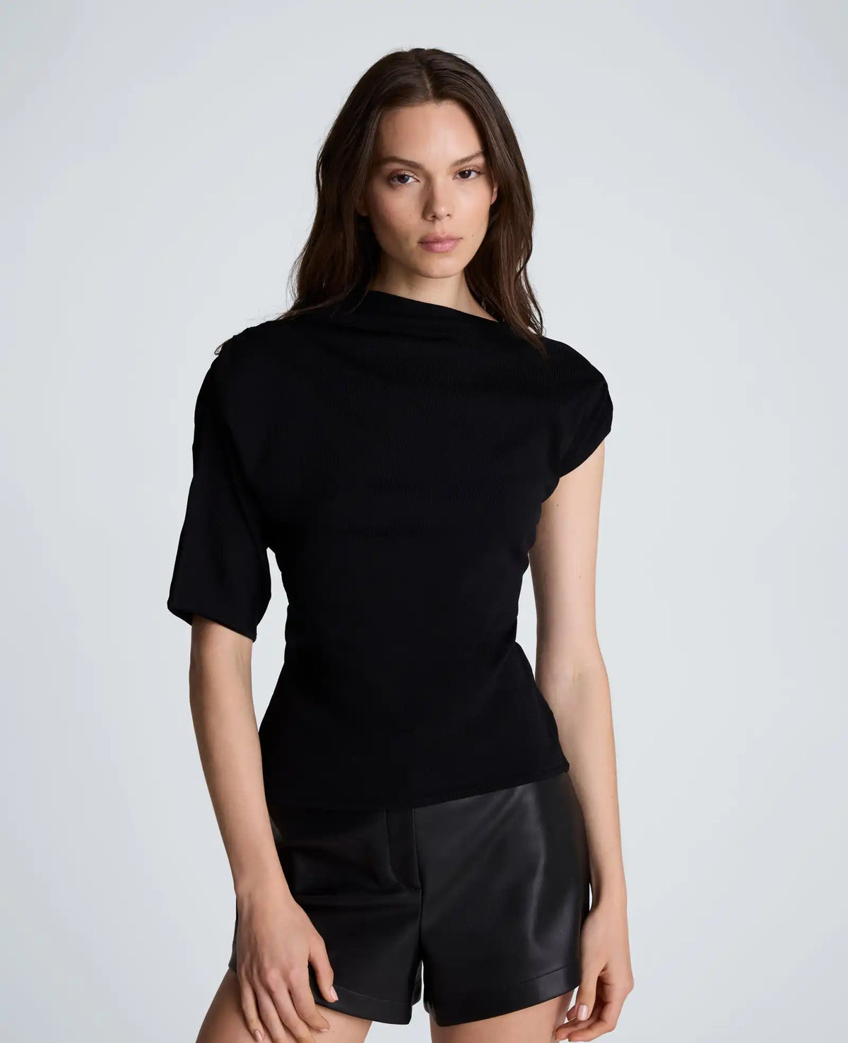 Asymmetrical Drape Neck Jersey Sweater