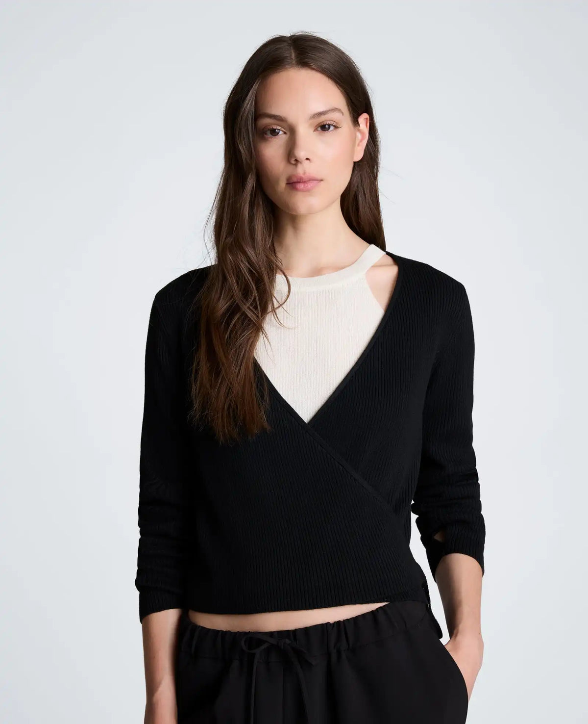 Rib Halter Wrap Sweater