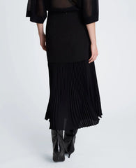 Center Back Zip Pleated Maxi Skirt