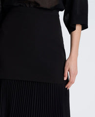 Center Back Zip Pleated Maxi Skirt