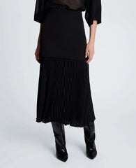 Center Back Zip Pleated Maxi Skirt