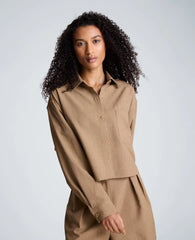 Cropped Oversized Button Front Shirt