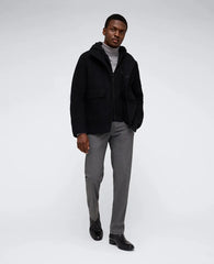 Boucle Wool Jacket with Attached Jersey Hood
