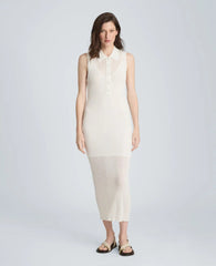 Varigated Polo Cap Sleeve Sweater Dress