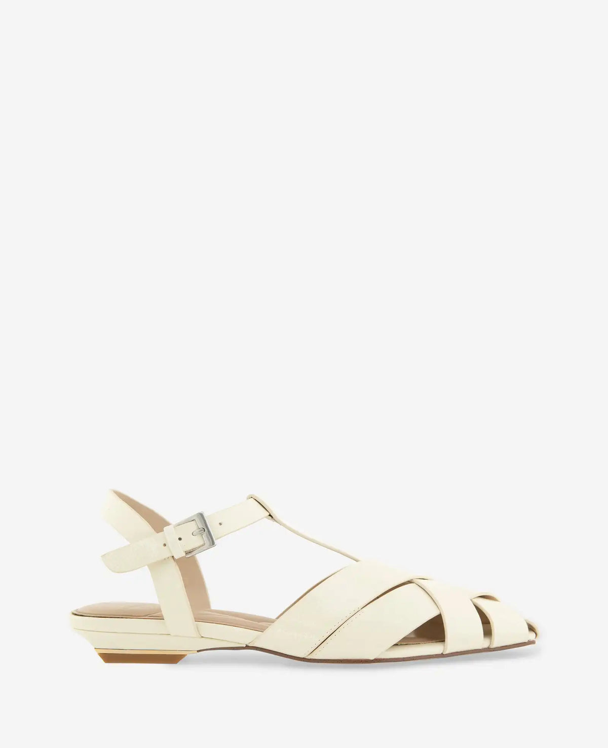 Bindy Woven Leather T-Strap Sandal