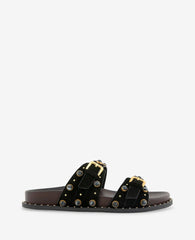 Deardra Leather Double Buckle Band Slide