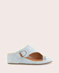 GENTLE SOULS - Galina Suede Toe Ring Buckle Wedge Sandal