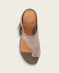 GENTLE SOULS - Galina Suede Toe Ring Buckle Wedge Sandal