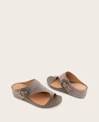 GENTLE SOULS - Galina Suede Toe Ring Buckle Wedge Sandal