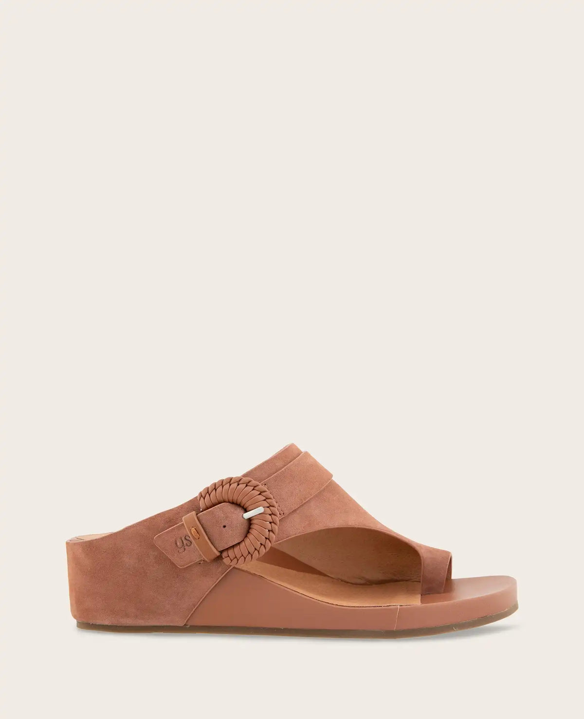 GENTLE SOULS - Galina Suede Toe Ring Buckle Wedge Sandal