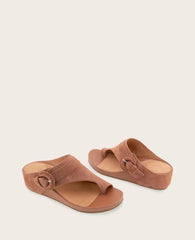 GENTLE SOULS - Galina Suede Toe Ring Buckle Wedge Sandal