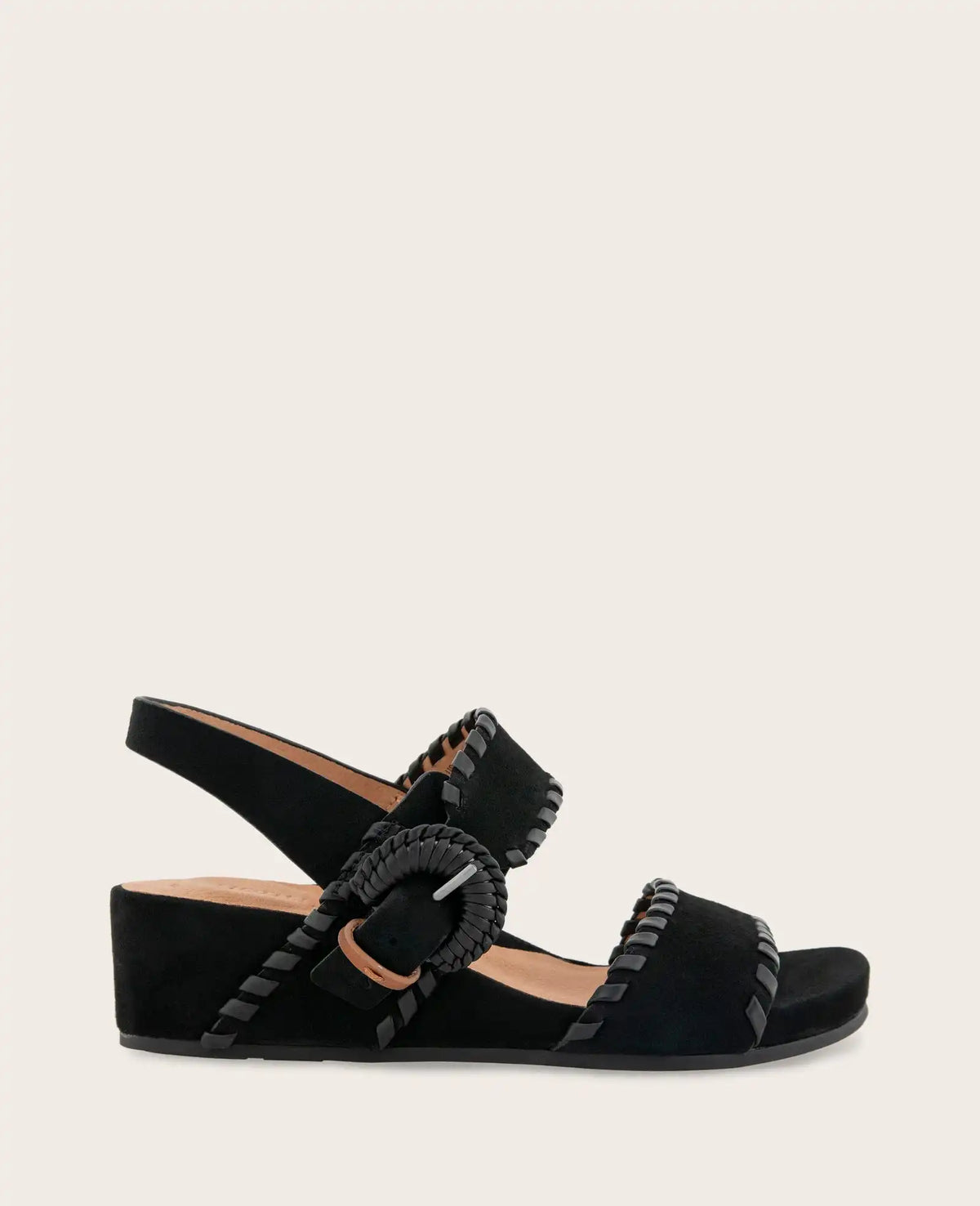 GENTLE SOULS - Gayle Suede Two Band Whip Stitch Wedge Sandal