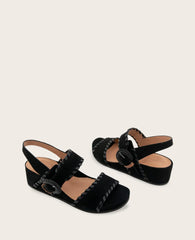 GENTLE SOULS - Gayle Suede Two Band Whip Stitch Wedge Sandal