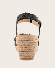 GENTLE SOULS - Gibson Raffia Floral Ankle Strap Wedge Sandal