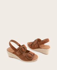 GENTLE SOULS - Greca Suede Two Band Buckle Wedge