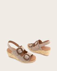 GENTLE SOULS - Greca Raffia Two Band Buckle Wedge