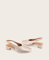 GENTLE SOULS - Kellis Metallic Stretch Leather Slingback Heel