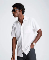 Slim Fit Short-Sleeve Mixed-Media Sport Shirt