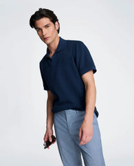 Short Sleeve Johnny Collar Polo with Ribbing