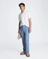 Short Sleeve Johnny Collar Polo with Ribbing