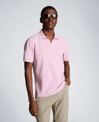 Short Sleeve Johnny Collar Polo with Ribbing