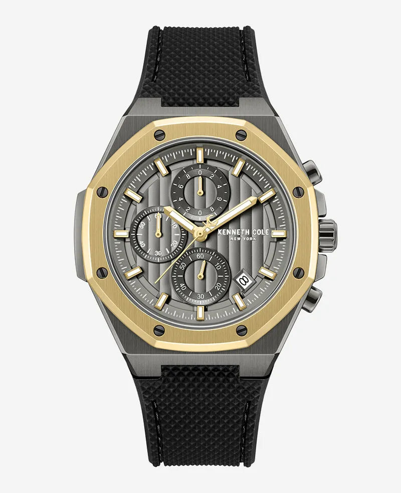 Dress Sport Chronograph Two-Tone Silicone Strap Watch