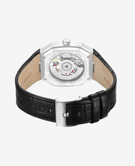 Skeleton Automatic Two-Tone Dial Leather Strap Watch