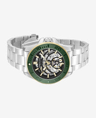 Skeleton Automatic Green Contrast Dial Bracelet Watch