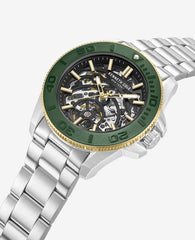 Skeleton Automatic Green Contrast Dial Bracelet Watch