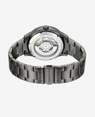 Skeleton Automatic Gun Metal Bracelet Watch