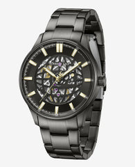 Skeleton Automatic Gun Metal Bracelet Watch