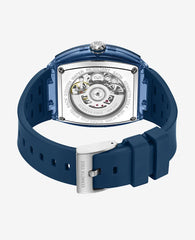 Skeleton Automatic Blue Silicone Strap Watch