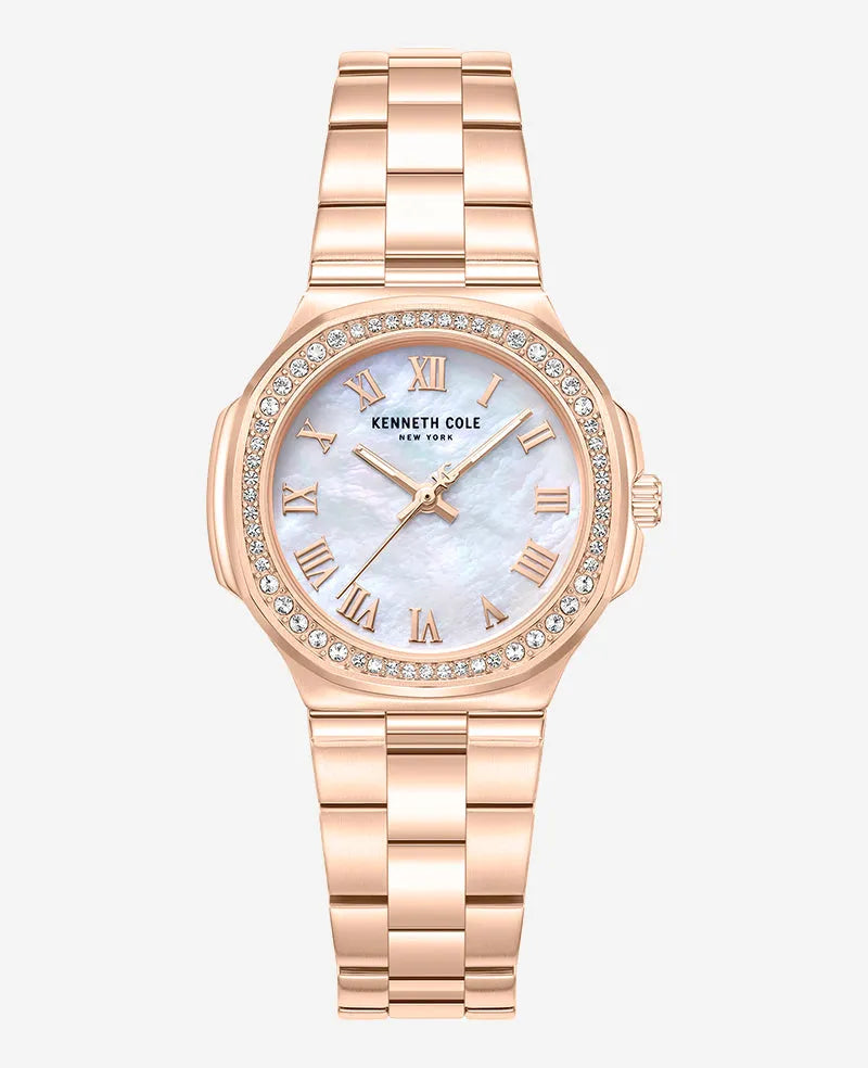 Classic Crystal Lined Outer Dial Rose Gold Bracelet Watch