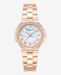 Classic Crystal Lined Outer Dial Rose Gold Bracelet Watch